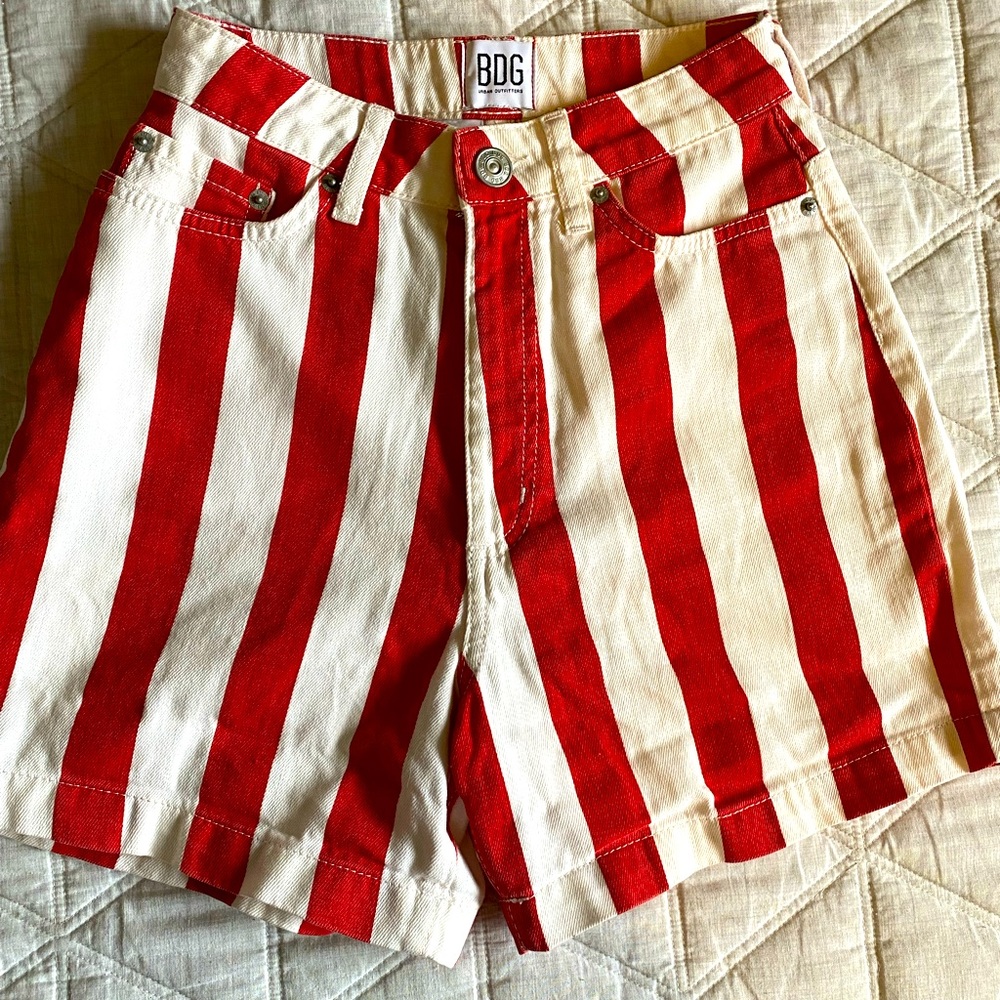 Red and White Striped Shorts